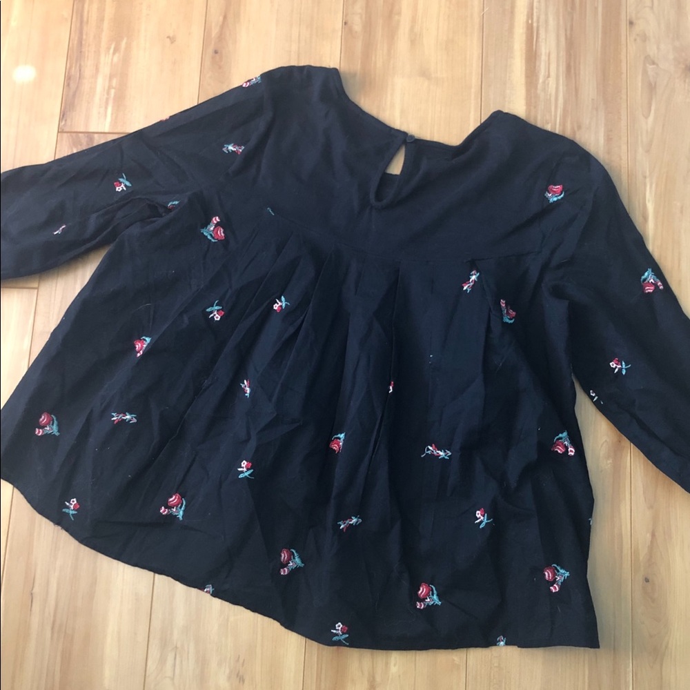 Lauren Conrad Black Floral Flared Shirt